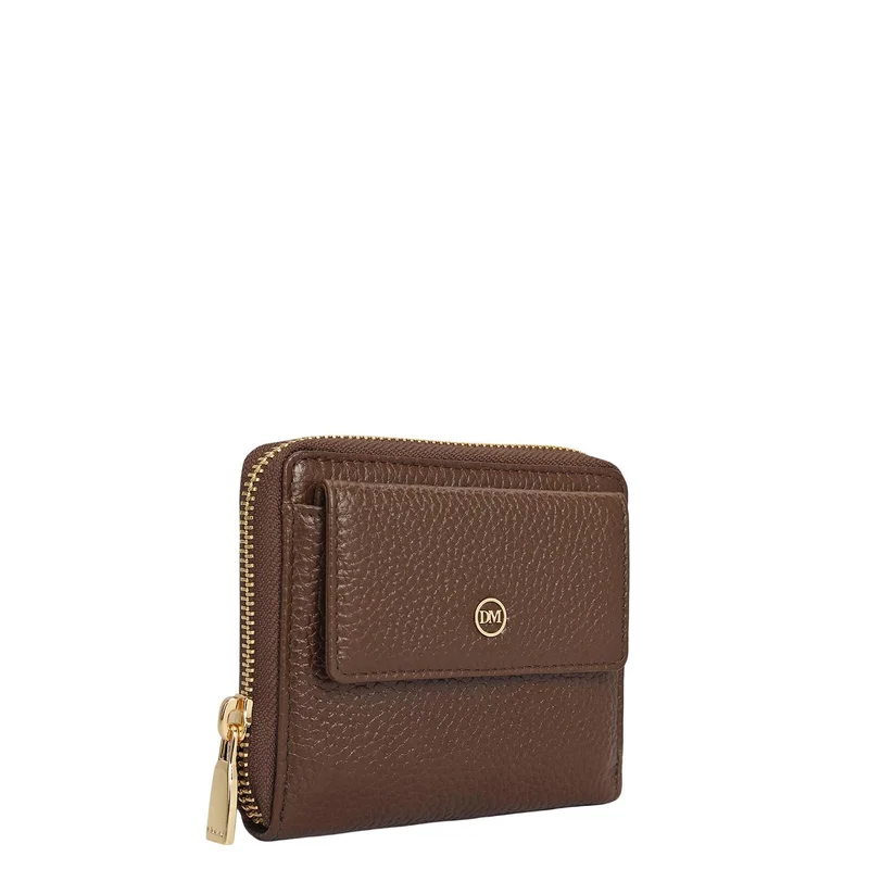 دا ميلانو Wax Leather Ladies Wallet - Mocha